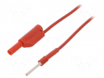 Test lead | 19A | 4mm banana plug-3,5mm banana plug | Len: 0.5m | red