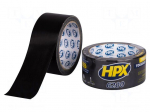 Tape: duct | W: 48mm | L: 10m | Thk: 0.3mm | black | natural rubber | 12%