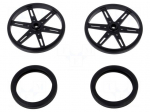 Wheel | black | Pcs: 2 | push-in,screw | &Oslash;: 70mm | Shaft dia: 5.8mm | W: 8mm