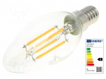 LED lamp | white warm | E14 | 230VAC | 470lm | P: 4W | 2700K | CRImin: 80