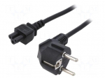 Cable | 3x0.75mm2 | CEE 7/7 (E/F) plug angled,IEC C5 female | PVC