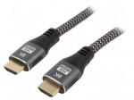 Cable | HDMI plug,both sides | textile | 3m | black | Core: Cu