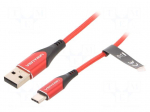 Cable | USB 2.0 | USB A plug,USB C plug | nickel plated | 2m | red