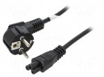 Cable | 3x0.75mm2 | CEE 7/7 (E/F) plug angled,IEC C5 female | PVC