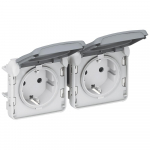 Socket outlet prewired Plexo IP 55-German std-2x2P+E horizontal-modular-grey