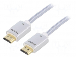 Cable | HDMI plug,both sides | PVC | textile | HDMI 2.1 | Len: 3m | 28AWG