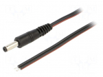 Cable | 2x0.75mm2 | wires,DC 4,8/1,7 plug | straight | black | 1.5m