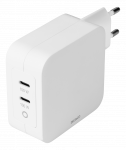 Wall charger DELTACO USB-C, GaN technology, 2x USB-C PD, total 100 W / USBC-GAN03