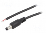 Cable | 2x0.5mm2 | wires,DC 5,5/2,5 plug | straight | black | 1.5m