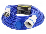 Extension lead | 3x2.5mm2 | 20m | PUR | blue | Sockets no: 1 | 16A