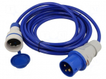 Extension lead | 3x2.5mm2 | 5m | PUR | blue | Sockets no: 1 | 16A | EXTREM