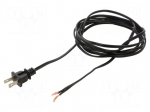 Cable | 2x18AWG | NEMA 1-15 (A) plug,wires | PVC | 2.7m | black | 10A