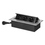 Uued tooted // Gniazdo meblowe wpuszczane w blat z płaskim frezowanym rantem i przewodem 1,5m, 3x2P+Z (Schuko), srebrne