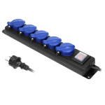 Elektrimaterjalid | Kaablid, Jaotuss&uuml;steemid ja T&ouml;&ouml;riistad // Elektri laiendid, Pikendusjuhtmete, hajutuste ja UK ja USA adapterite komplekt // Przedłużacz warsztatowy bryzgoszczelny z wyłącznikiem, 5 gniazd 2P+Z (schuko), IP44, przew&oacute;d gumowy, H05RR ...