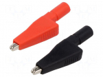 Crocodile clip | 10A | black,red | Grip capac: max.7.9mm | L: 56mm