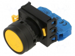 Switch: push-button | 22mm | Stabl.pos: 2 | NO | yellow | none | IP65 | flat