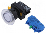 Switch: push-button | 22mm | Stabl.pos: 2 | NO | white | LED | IP65 | YW