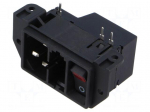 Connector: AC supply | socket | male | 10A | 125V | C14 (E) | DD21 | THT