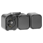 Uued tooted // Gniazdo potr&oacute;jne n/t 3x2P+Z, Schuko, bryzgoszczelne z klapką B2, IP54, NT-317 B2, szary