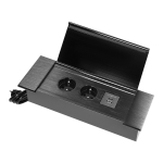 Uued tooted // Gniazdo meblowe wpuszczane w blat z płaskim frezowanym rantem, uchylną klapką, ładowarką USB i przewodem 1,5m, 2x2P+Z (French), 2xUSB (typ A+C; 3,6A), czarne