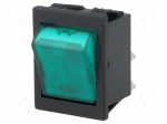 ROCKER | DPST | Pos: 2 | OFF-ON | 16A/250VAC | green | neon lamp 250V