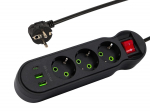 T&ouml;&ouml;riistad ja m&otilde;&otilde;teseadmed // Uued tooted t&ouml;&ouml;riistade, tarvikute kategoorias // 98-327# Przedłużacz sieciowy ps-340 3-gniazda 2xusb+usb-c 5m czarny 3x1mm
