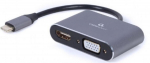 Gembird USB Type-C to HDMI + VGA Display Adapter Space Grey
