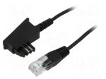 Cable: telephone | RJ45 plug,TAE F plug | 20m | black | Core: Cu