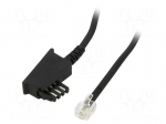 Cable: telephone | RJ11 plug,TAE F plug | 6m | black | Insulation: PVC