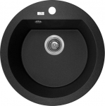 Dafne, granite sink, d=51cm, with tap hole, black