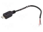 Cable | USB 2.0 | wires,USB B micro plug | 100mm | black | 22AWG
