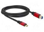 Cable | USB B plug,USB C plug | gold-plated | 2m | black | 24AWG,28AWG