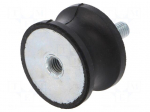 Vibration damper | M8 | &Oslash;: 40mm | rubber | L: 25mm | Thread len: 23mm