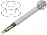 Wire | 2x22AWG | shielded,tinned copper braid | PVC | white | 600V | 30m