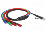 Cable | USB 2.0 | 1.2m | black,red,blue,green | Cu,tinned | 24AWG | 5V