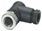 Connector: M12 | plug | PIN: 12 | 30V | angled | IP67 | soldering | A code