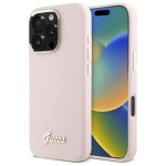 Guess GUHCP16XSMBSLP Hardcase Silicone Script Metal Logo & Frame for iPhone 16 Pro Max 6.9" / pink