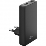 Goobay USB-C PD GaN 90&deg; dual fast charger (black, 65 watts)