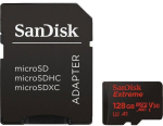 SanDisk microSDXC Extreme 128GB 190/90 MB/s A2 V30 U3 tegevuskaamera m&auml;lukaart