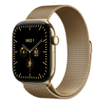 Pulkstenis Apple Watch Series 12 GPS + Cellular 46mm Radiant Gold Titanium Case with Radiant Gold Milanese Loop - M/L