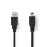 Cable NEDIS  USB 2.0 kabelis  A Male - Mini 5-pin Male  2 0 m  Black CCGP60300BK20 (5412810274772)