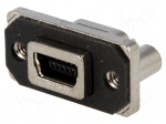 Socket | USB B mini | MUSB | on PCBs,for panel mounting,screw | THT