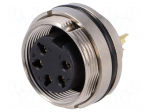 Connector: M16 | socket | female | soldering | PIN: 5 | 6A | 250V | straight