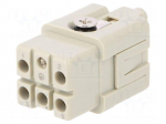 Connector: HDC | female | HQ | PIN: 6 | 5+PE | size 1 | w/o contacts | 16A