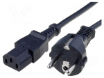 Cable | CEE 7/7 (E/F) plug,IEC C13 female | 5m | black | PVC | 3x1mm2