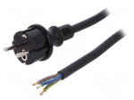 Cable | SCHUKO plug,CEE 7/7 (E/F) plug,wires | 2m | black | rubber