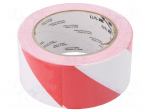 Tape: warning | white-red | L: 33m | W: 50mm | Thk: 0.127mm