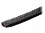 Hole and edge shield | PVC | L: 10m | black | H: 11.5mm | W: 9mm
