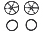 Wheel | black | Pcs: 2 | push-in,screw | &Oslash;: 90mm | Shaft dia: 5.8mm