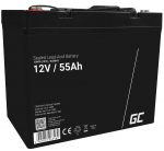 Green Cell AGM VRLA 12V 55Ah maintenance-free battery for mower, scooter, boat, wheelchair
